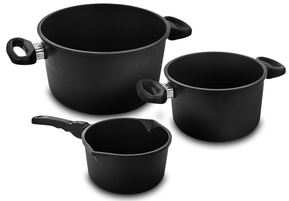 AMT Gastroguss Frying Pans Набор посуды из 3-х предметов, литой алюминий с антипригарным покрытием, Черный
AMT Gastroguss Frying Pans Набор посуды из 3-х предметов, литой алюминий с антипригарным покрытием, Черный