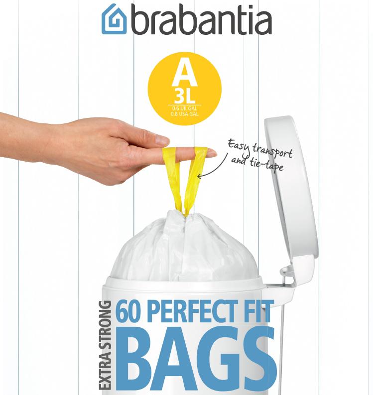 Brabantia Мешки для мусора PerfectFit, размер А (3 л), упаковка-диспенсер, 60 шт.
Brabantia Мешки для мусора PerfectFit, размер А (3 л), упаковка-диспенсер, 60 шт.