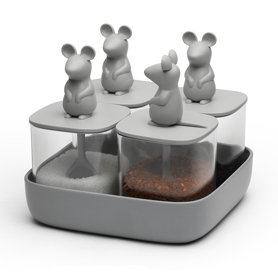 Qualy Набор банок для сыпучих продуктов lucky mouse seasoning, 4 шт, Прозрачный/серый
Qualy Набор банок для сыпучих продуктов lucky mouse seasoning, 4 шт, Прозрачный/серый
