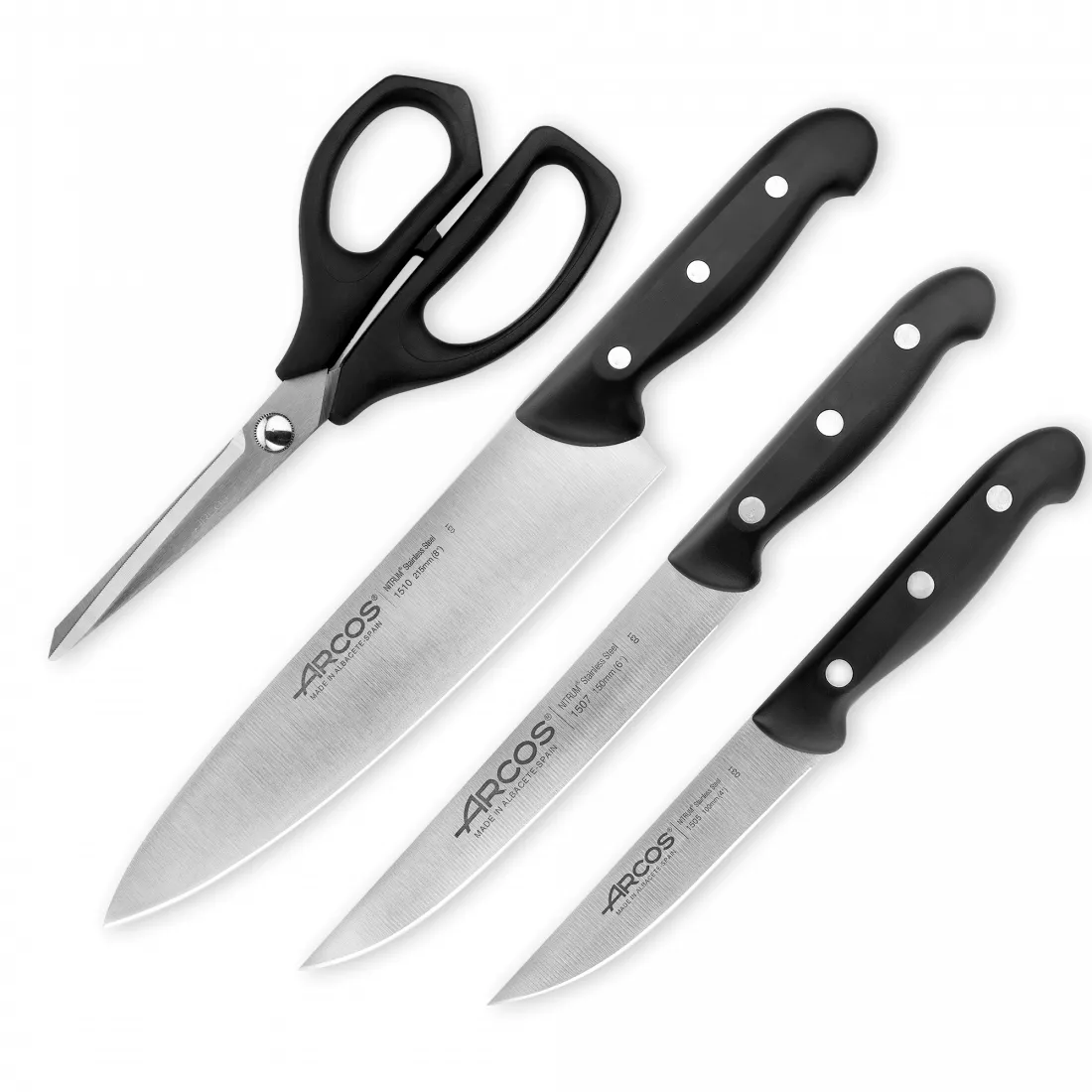 ARCOS Набор из 3 кухонных ножей и ножниц, Maitre