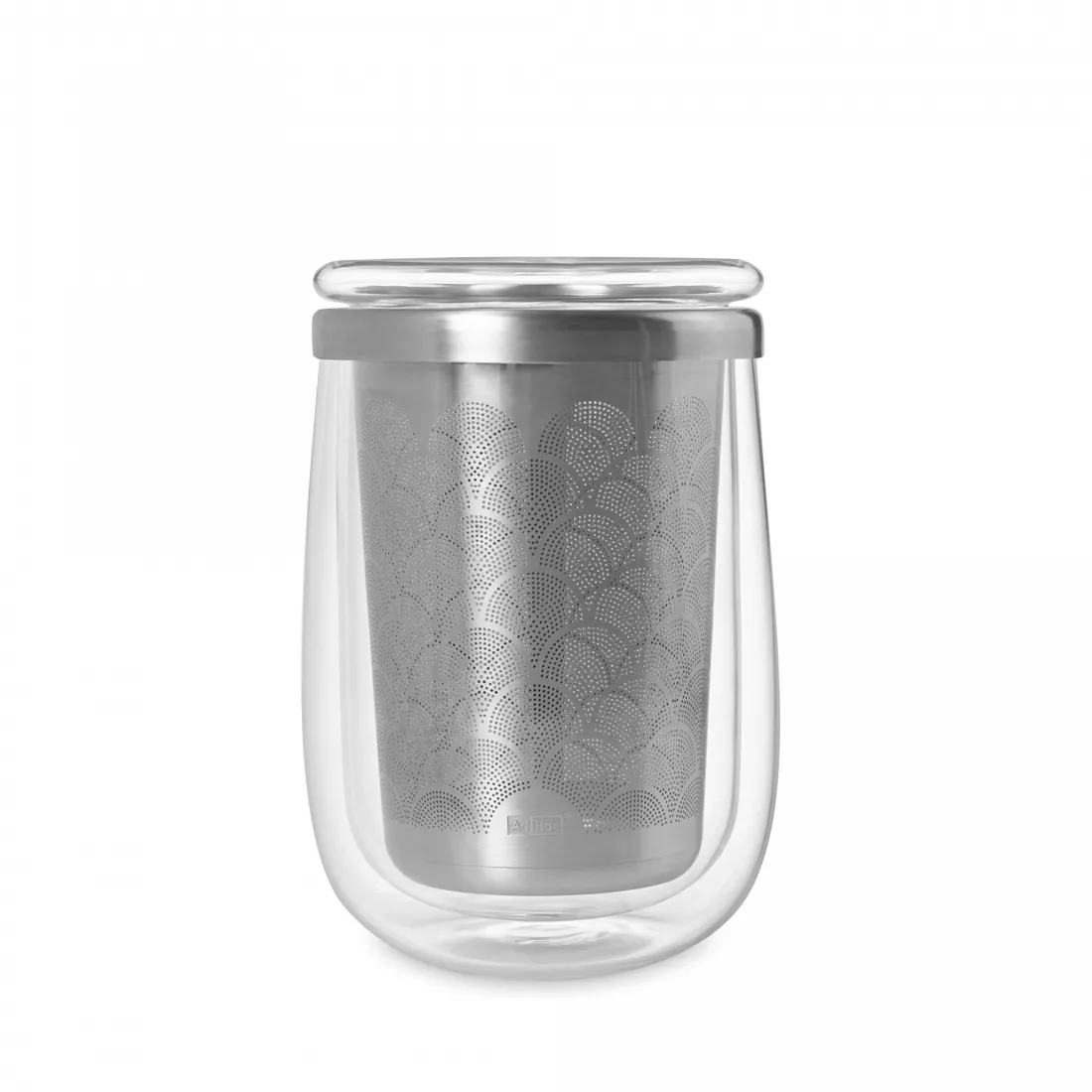 ADHOC Термобокал для заваривания чая с ситечком и с крышкой, FUSION GLASS