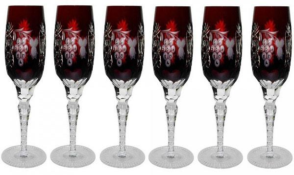 

Ajka Crystal Grape Dark ruby набор для шампанского 180 мл, Бордовый