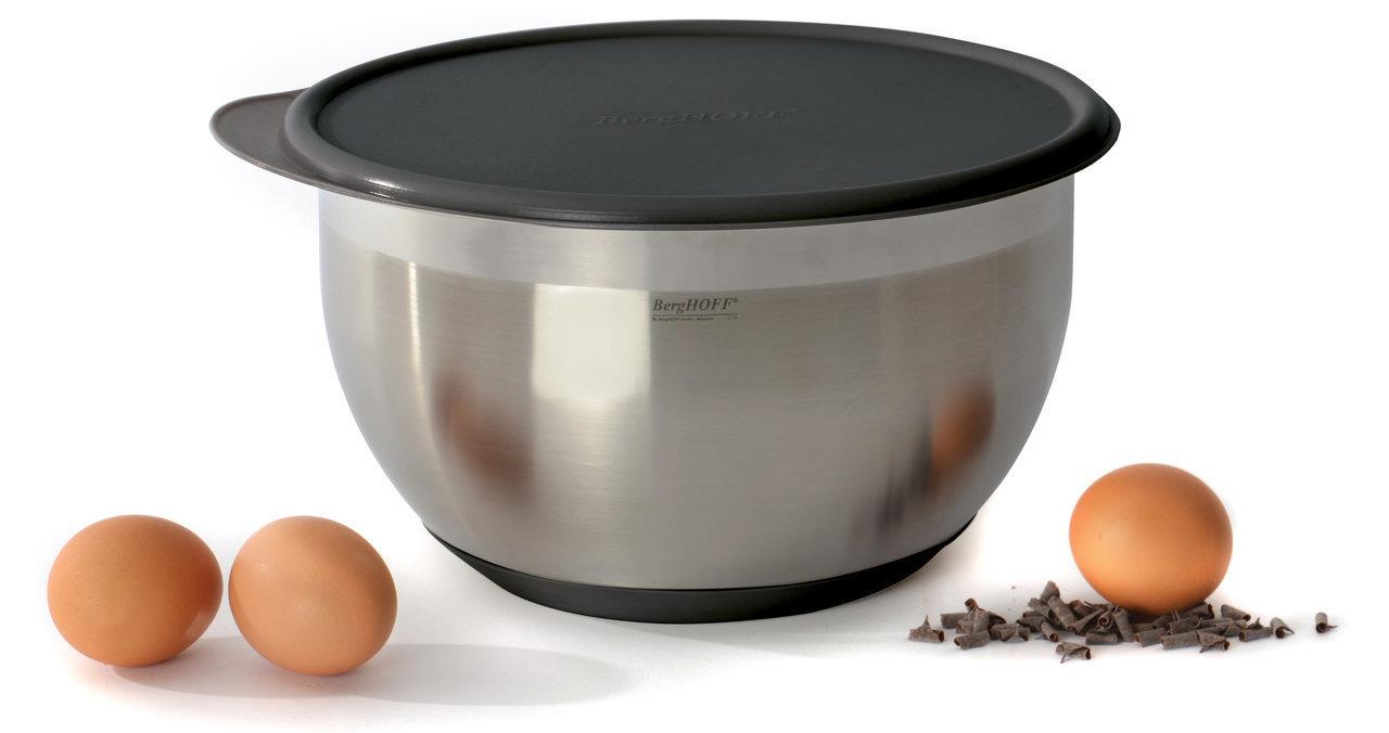

Berghoff Eclipse Миска с крышкой (прорезиненное дно) 4,5л 24см, Серебристый