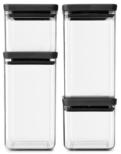 

Brabantia Набор прямоугольных контейнеров 4 шт, Темно-серый