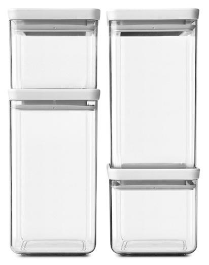 

Brabantia Набор прямоугольных контейнеров 4 шт, Светло-серый, Белый