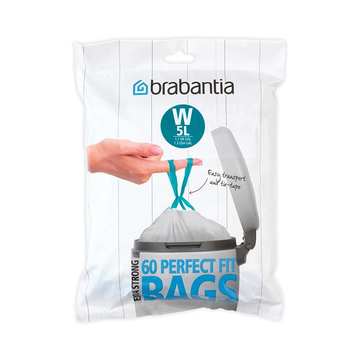 

Brabantia Мешки для мусора PerfectFit, размер W (5 л), упаковка-диспенсер, 60 шт.