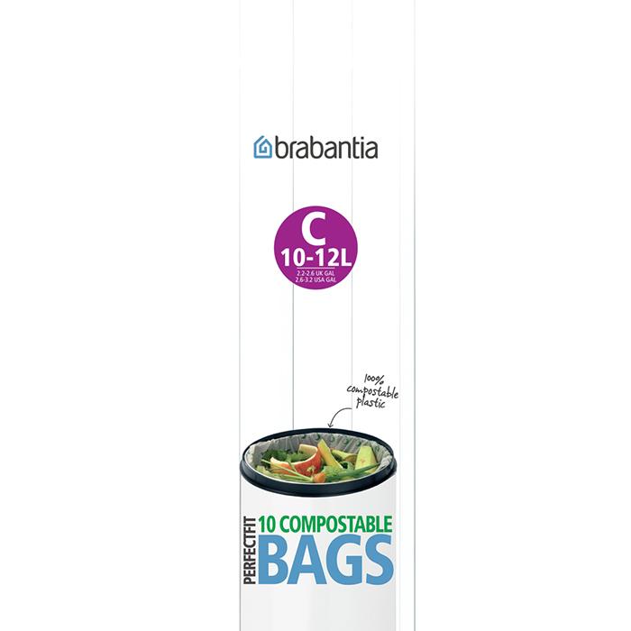 

Brabantia Биоразлагаемые мешки для мусора PerfectFit, размер C (10-12 л), 10 шт.