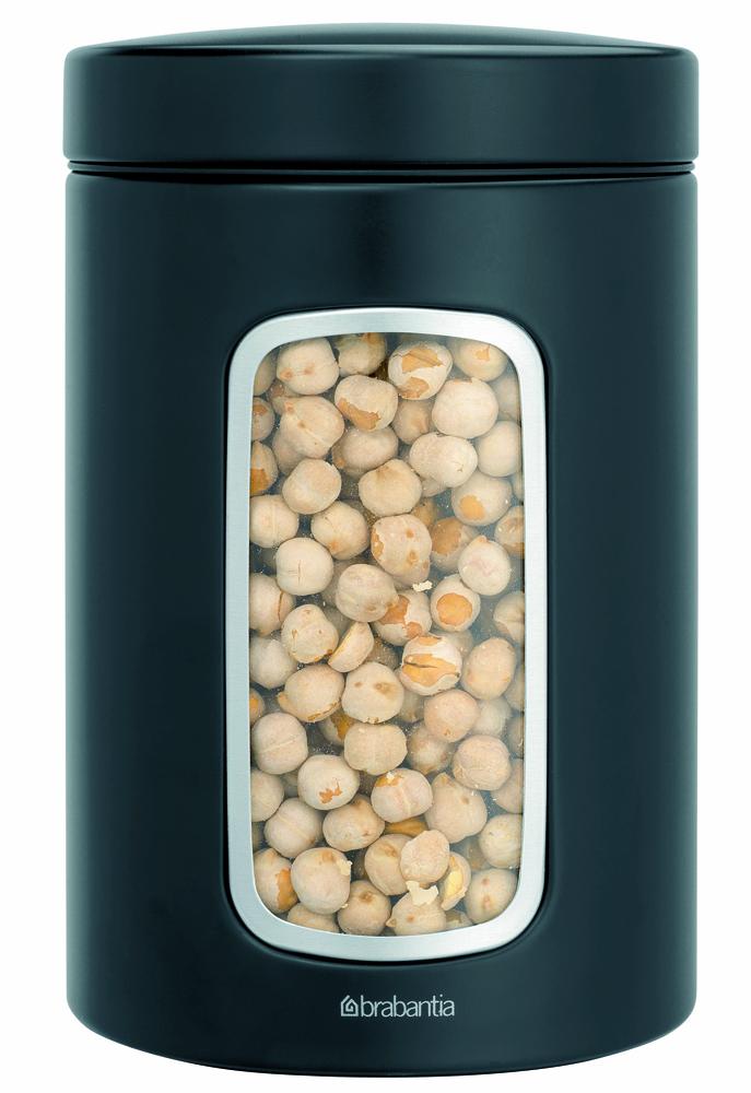 

Brabantia Банка для сыпучих продуктов с окном 1,4л 333521, Черный