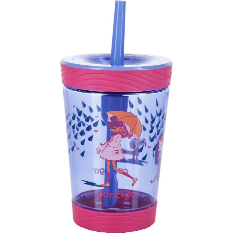 

Contigo Детский стакан для напитков с трубочкой Spill Proof Tumbler 0,42л розовый