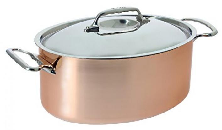 

De buyer Inocuivre Кастрюля овальная с крышкой, 30 см., 6,5 л 6426.30, Медь
