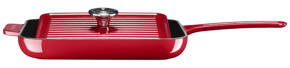 

KitchenAid Сковорода чугунная квадратная 25х25см с прессом, красная, Красный