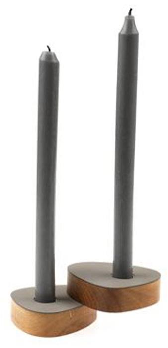 

LIND DNA NUPO light grey подсвечник для высоких свечей, фигурный 8х10х2,5см, набор 2шт, Серый