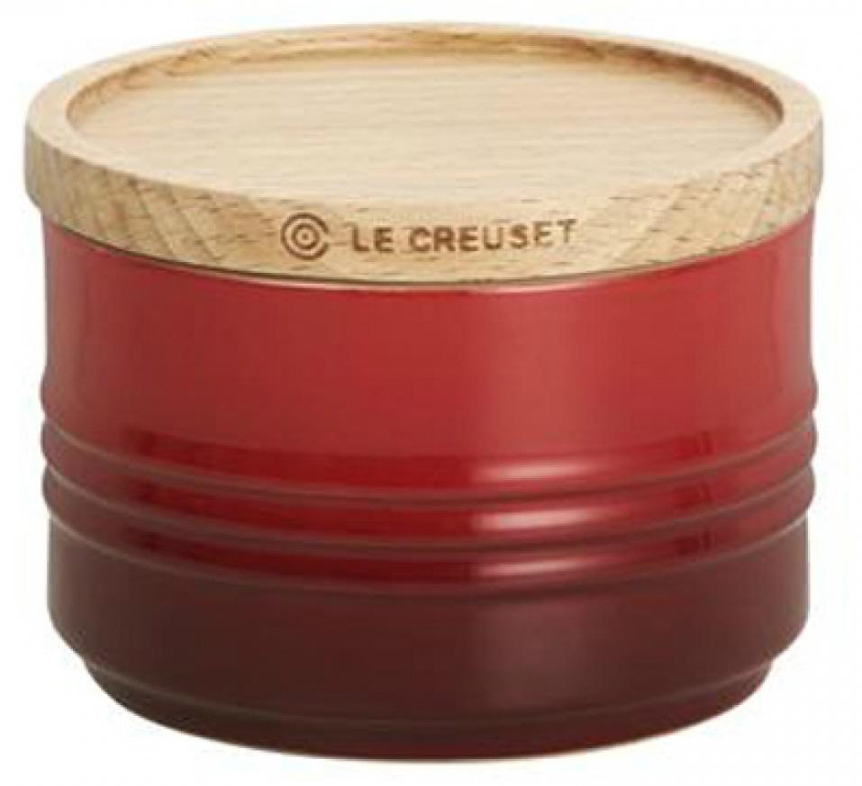 

LE CREUSET Маленькая банка для хранения с деревянной крышкой, каменная керамика, красный