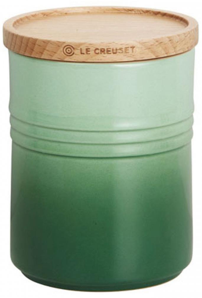 

LE CREUSET Банка для хранения с деревянной крышкой размера XL, каменная керамика, розмарин, Зеленый