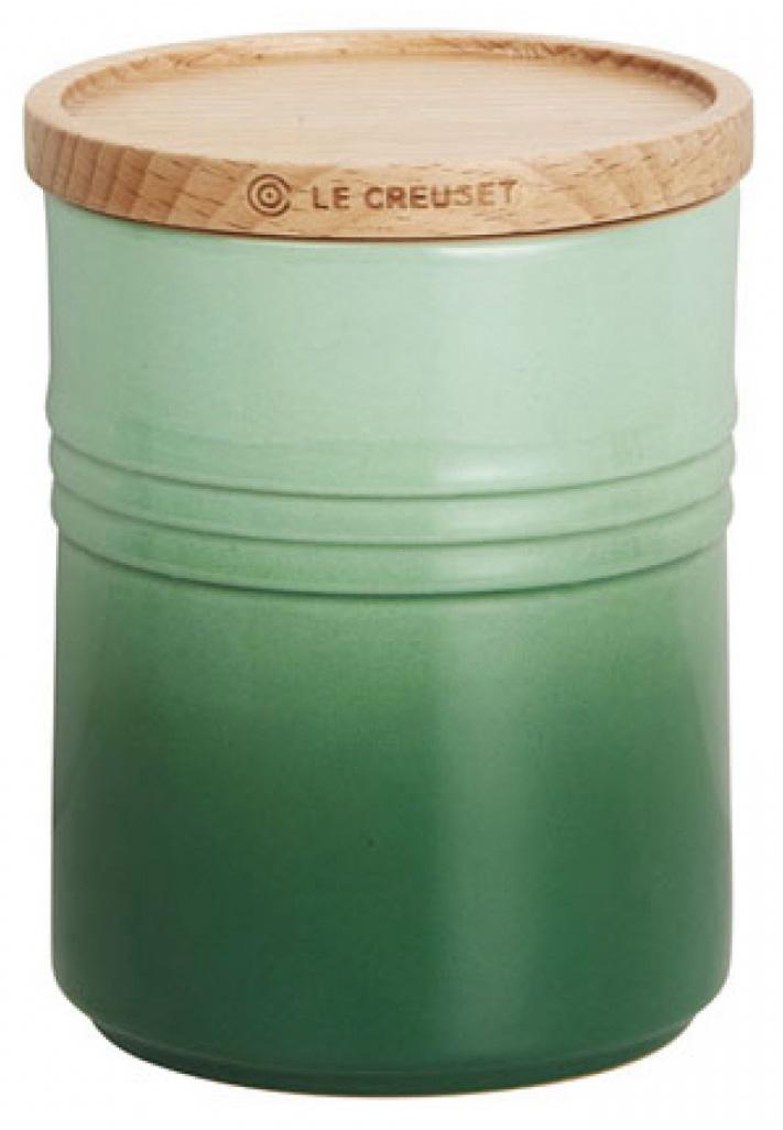 

LE CREUSET Банка для хранения с деревянной крышкой размера XXL, каменная керамика, розмарин, Зеленый