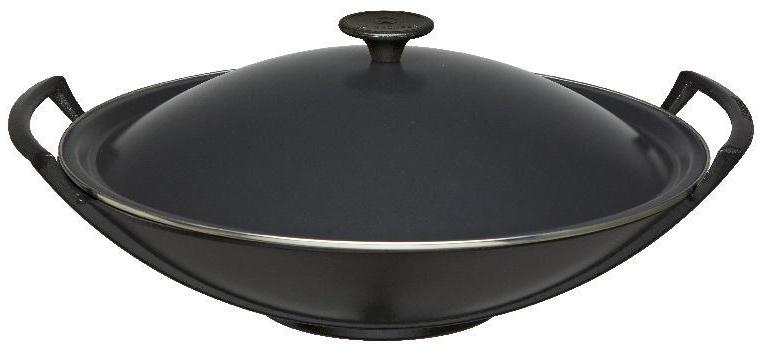

Le Creuset Вок 36см (в наборе гриль, лопатка), Черный матовый