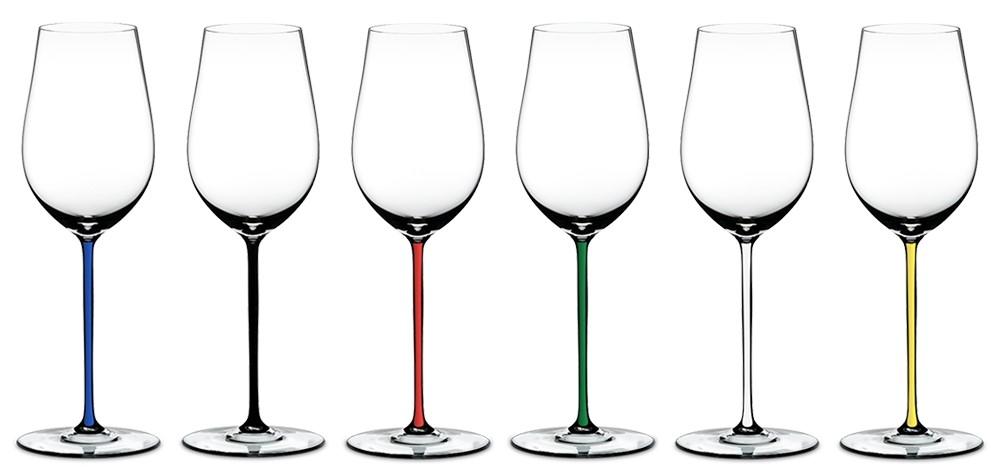 

RIEDEL Fatto a Mano - Набор фужеров 6 шт. Riesling/Zinfandel 395 мл с разноцветными ножками хрустальное стекло