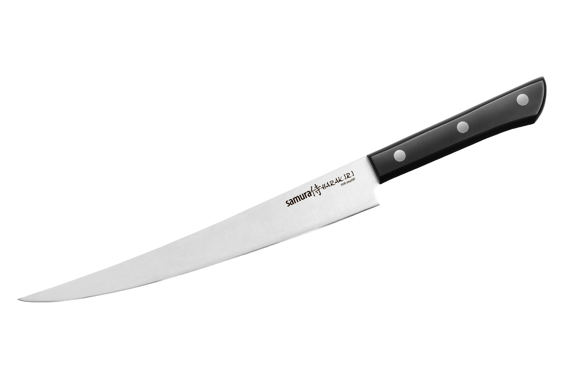

Samura SHR-0048BF/K Нож кухонный "Samura HARAKIRI" филейный Fisherman 224 мм, кор.-стойк. сталь,ABS пластик, Черный