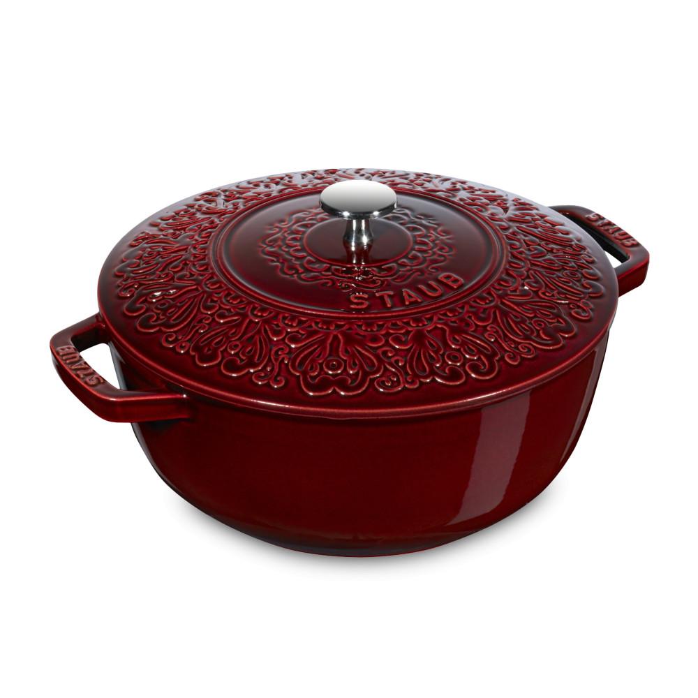 

Staub Кокот "Цветочный", 24 см, гранатовый