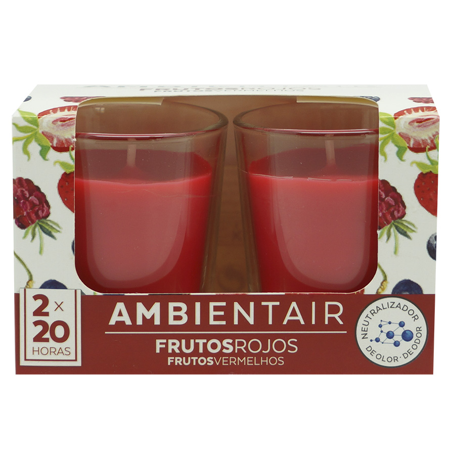 

Ambientair Набор из 2 ароматических свечей Красные фрукты 20 ч, Красный