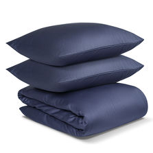 Tkano Комплект постельного белья полутораспальный из сатина темно-синего цвета из коллекции essential