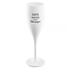 Koziol Бокал для шампанского с надписью SAVE WATER DRINK CHAMPAGNE, белый