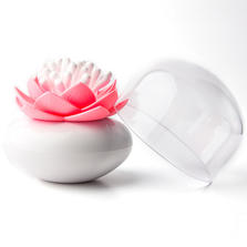 Qualy Контейнер для хранения ватных палочек Lotus белый-розовый