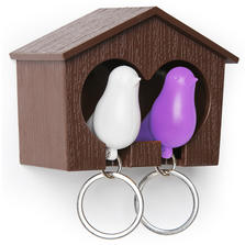Qualy Sparrow Держатель+брелок для ключей двойной коричневый-белый-фиолетовый