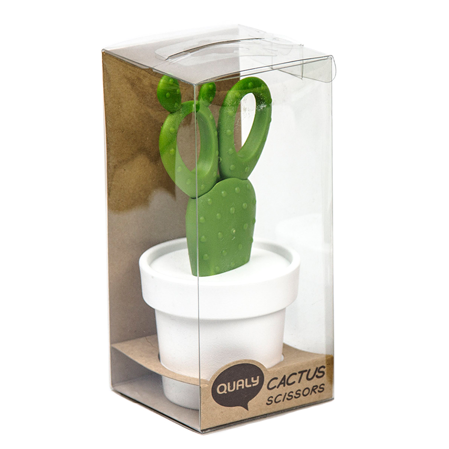 

Qualy Ножницы cactus с держателем, белые с зеленым, Белый