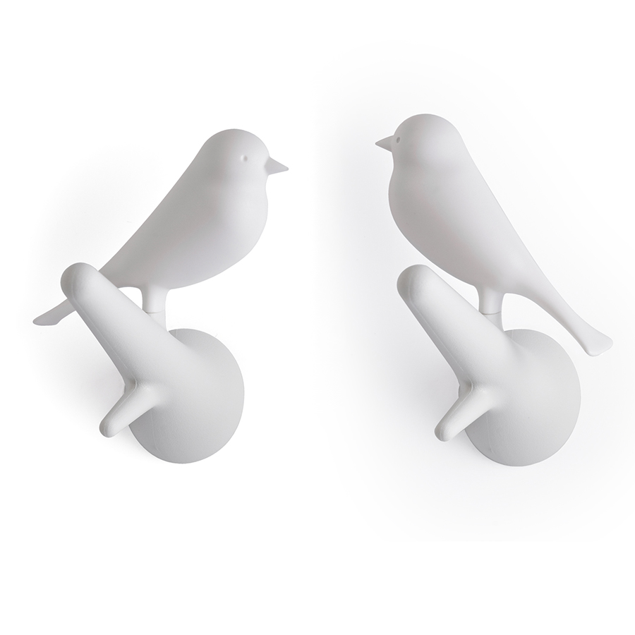 

Qualy Вешалки настенные Sparrow, 2 шт., белые, Белый