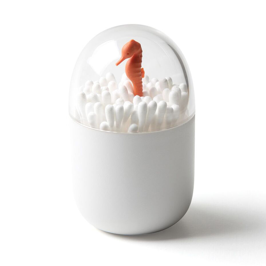 

Qualy Контейнер для ватных палочек seahorse белый, Белый/прозрачный