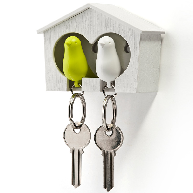 

Qualy Sparrow Держатель+брелок для ключей двойной белый-зеленый, Разноцветный