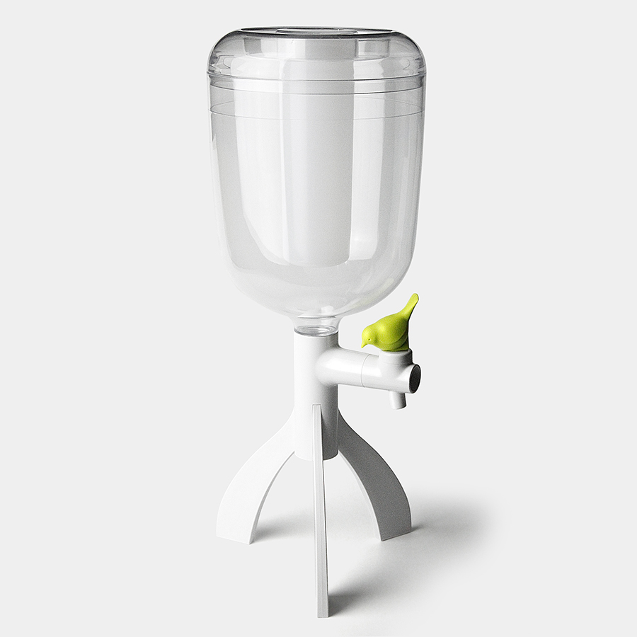 

Qualy Диспенсер для воды настольный thirsty bird, 3 л, Белый