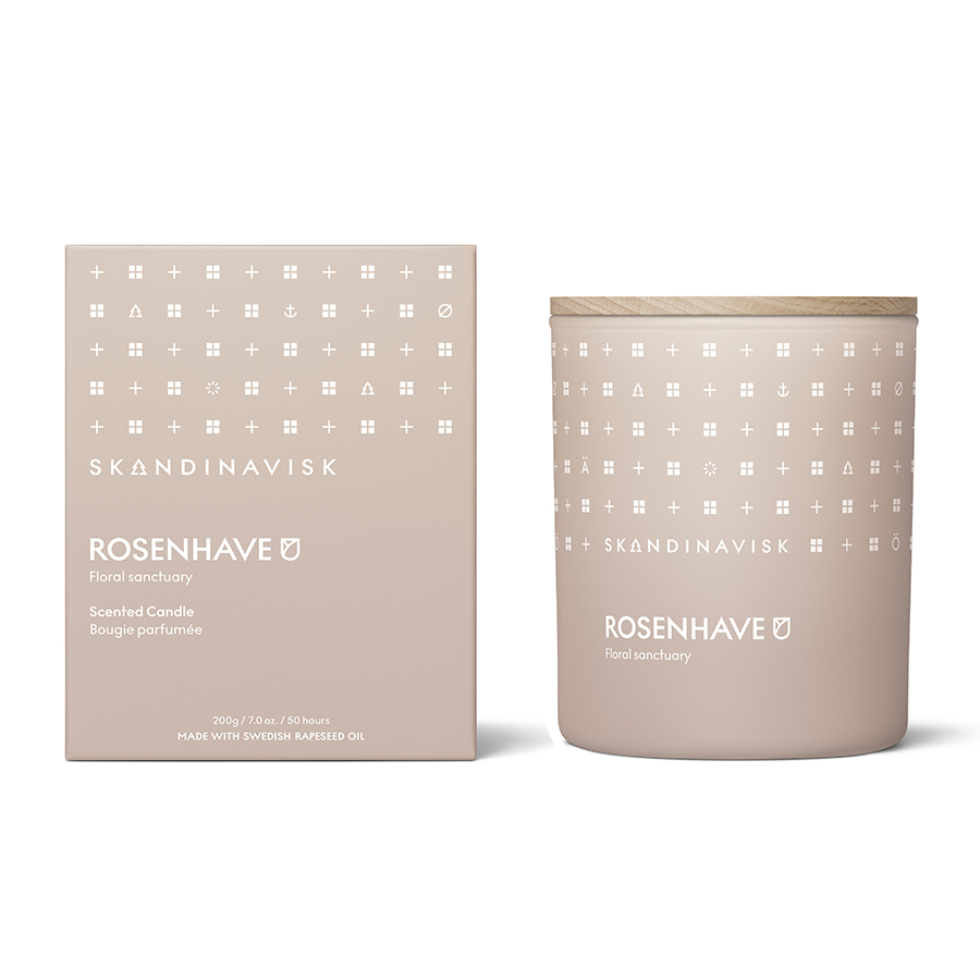

S K A N D I N A V I S K Свеча ароматическая rosenhave с крышкой, 200 г (новая), Розовый